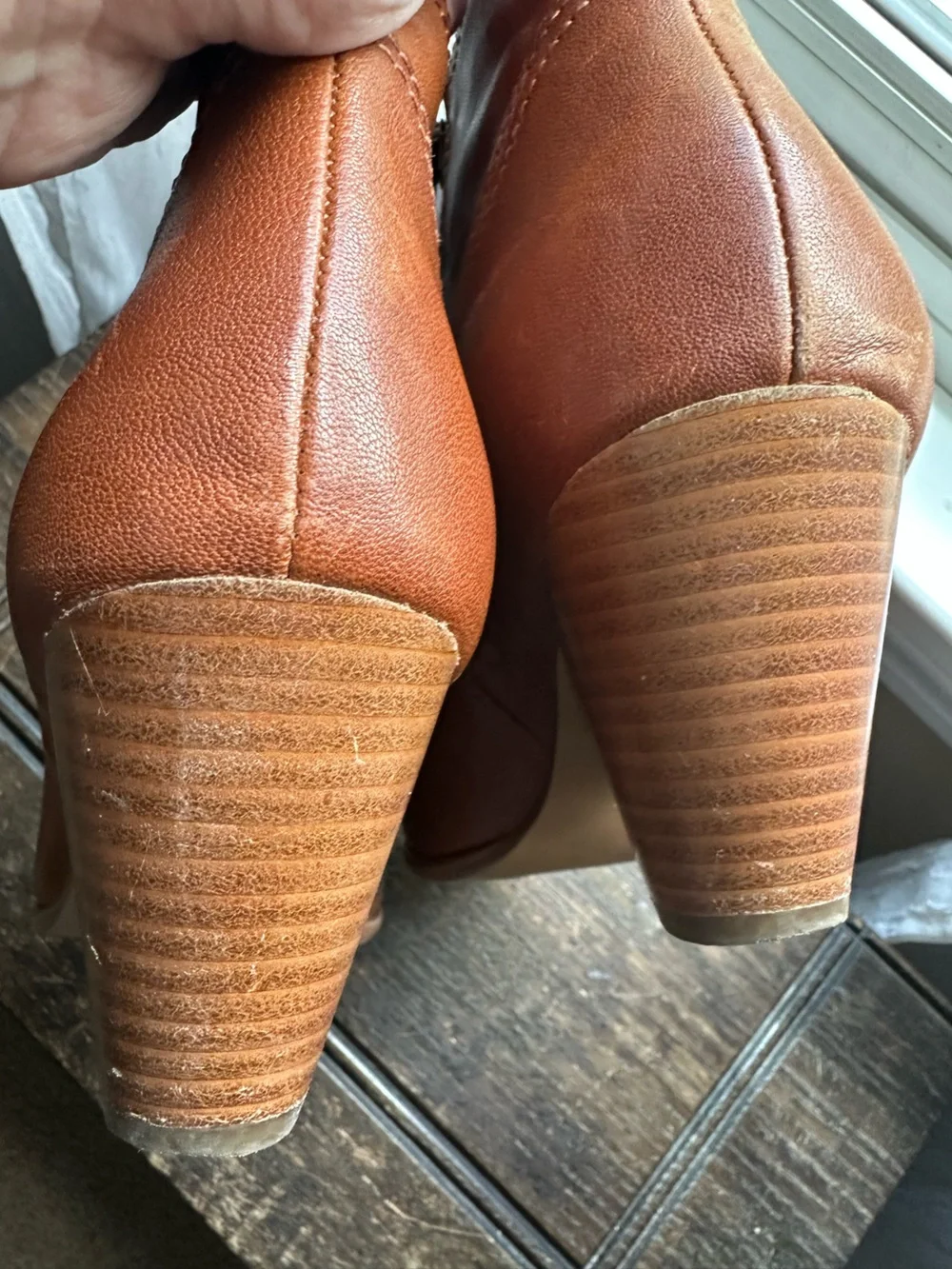 Frye‎ Reina Leather Ankle Booties in Cognac